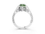White gold Fancy Green Cushion  Cut Cathedral Pave Diamond Engagement Ring with Six-Prong Setting_35