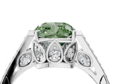 White gold Fancy Green Cushion  Cut Cathedral Pave Diamond Engagement Ring with Six-Prong Setting_36