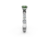 White gold Fancy Green Cushion  Cut Channel Set Diamond Engagement Ring with Four-Prong Setting_254