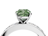 White gold Fancy Green Cushion  Cut Channel Set Diamond Engagement Ring with Four-Prong Setting_255