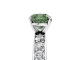White gold Fancy Green Cushion  Cut Channel Set Diamond Engagement Ring with Four-Prong Setting_256