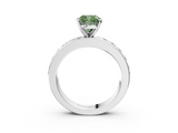 White gold Fancy Green Cushion  Cut Channel Set Diamond Engagement Ring with Four-Prong Setting_257