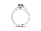 White gold Fancy Green Cushion  Cut Channel Set Solitaire Engagement Ring with Four-Prong Setting_234