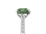 White gold Fancy Green Cushion  Cut Channel Set Solitaire Engagement Ring with Four-Prong Setting_236