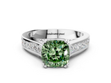 White gold Fancy Green Cushion  Cut Channel Set Solitaire Engagement Ring with Prong Setting_20