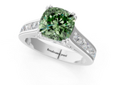 White gold Fancy Green Cushion  Cut Channel Set Solitaire Engagement Ring with Prong Setting_21
