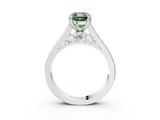 White gold Fancy Green Cushion  Cut Channel Set Solitaire Engagement Ring with Prong Setting_23