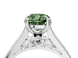 White gold Fancy Green Cushion  Cut Channel Set Solitaire Engagement Ring with Prong Setting_24