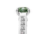White gold Fancy Green Cushion  Cut Channel Set Solitaire Engagement Ring with Prong Setting_25