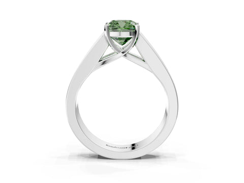 White gold Fancy Green Cushion Cut Cut Channel Set Solitaire Ring with Four-Prong Setting_15