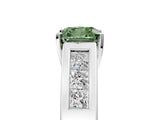 White gold Fancy Green Cushion Cut Cut Channel Set Solitaire Ring with Four-Prong Setting_17