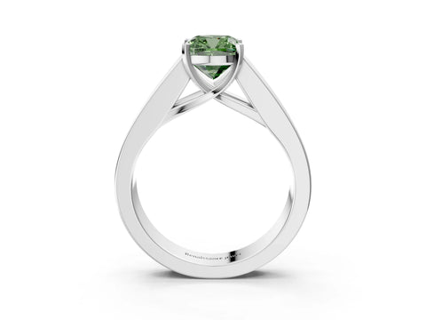 White gold Fancy Green Cushion Cut Cut Channel Set Solitaire Ring with Four-Prong Setting_3