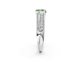 White gold Fancy Green Cushion Cut Cut Diamond Channel Set Pave Band with Tension Prong Setting_2