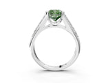 White gold Fancy Green Cushion Cut Cut Diamond Channel Set Pave Band with Tension Prong Setting_3