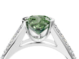 White gold Fancy Green Cushion Cut Cut Diamond Channel Set Pave Band with Tension Prong Setting_4