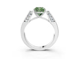 White gold Fancy Green Cushion Cut Cut Diamond Channel Set Solitaire Ring with Four-Prong Setting_27