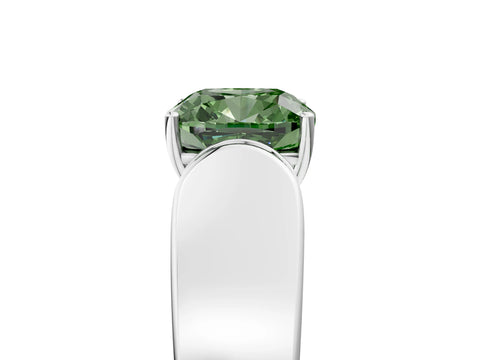 White gold Fancy Green Cushion Cut Cut Diamond Channel Set Solitaire Ring with Four-Prong Setting_5