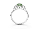 White gold Fancy Green Cushion Cut Cut Diamond Cluster Ring with Solitaire Band and Four-Prong Setting_27