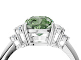 White gold Fancy Green Cushion Cut Cut Diamond Cluster Ring with Solitaire Band and Four-Prong Setting_28