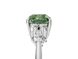 White gold Fancy Green Cushion Cut Cut Diamond Cluster Ring with Solitaire Band and Four-Prong Setting_29