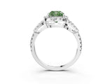 White gold Fancy Green Cushion Cut Cut Diamond Halo Engagement Ring with Open Split Pavé Band_3