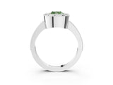 White gold Fancy Green Cushion Cut-Cut Diamond Halo Engagement Ring with Pave Band and Prong Setting_3