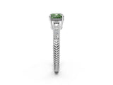 White gold Fancy Green Cushion Cut Cut Diamond Milgrain Pave Band Four-Prong Setting Ring_41
