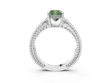 White gold Fancy Green Cushion Cut Cut Diamond Milgrain Pave Band Four-Prong Setting Ring_42