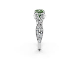 White gold Fancy Green Cushion Cut Cut Diamond Twisted Band with Milgrain Pave Setting and Four-Prong Setting_2