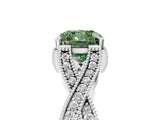 White gold Fancy Green Cushion Cut Cut Diamond Twisted Band with Milgrain Pave Setting and Four-Prong Setting_5