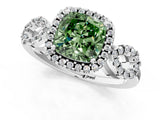White gold Fancy Green Cushion Cut Cut Halo Diamond Infinity Band with Four-Prong Setting_1