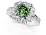 White gold Fancy Green Cushion Cut Cut Halo Diamond Pavé Engagement Ring with Milgrain Detailing_37