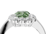 White gold Fancy Green Cushion Cut Cut Halo Diamond Pavé Engagement Ring with Milgrain Detailing_4