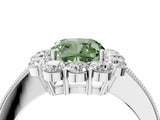 White gold Fancy Green Cushion Cut Cut Halo Diamond Pavé Engagement Ring with Milgrain Detailing_52