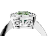 White gold Fancy Green Cushion Cut Cut Halo Pavé Diamond Ring_4