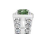 White gold Fancy Green Cushion Cut Cut Halo Split Shank Prong Set Ring_5