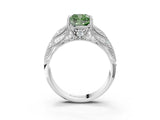 White gold Fancy Green Cushion Cut Cut Milgrain Pave Diamond Engagement Ring with Four-Prong Setting_18