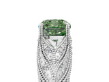 White gold Fancy Green Cushion Cut Cut Milgrain Pave Diamond Engagement Ring with Four-Prong Setting_20