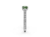 White gold Fancy Green Cushion Cut Cut Pave Band Milgrain Solitaire Ring_2