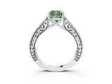 White gold Fancy Green Cushion Cut Cut Pave Band Milgrain Solitaire Ring_3
