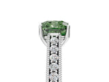 White gold Fancy Green Cushion Cut Cut Pave Band Milgrain Solitaire Ring_5