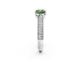 White gold Fancy Green Cushion Cut Cut Pave Split Shank Engagement Ring with Four-Prong Setting_14