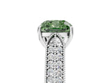 White gold Fancy Green Cushion Cut Cut Pave Split Shank Engagement Ring with Four-Prong Setting_17