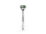 White gold Fancy Green Cushion Cut Diamond Brilliant Solitaire Ring with Pavé Band and Four-Prong Setting_14