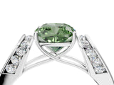 White gold Fancy Green Cushion Cut Diamond Channel Set Solitaire Ring with Four-Prong Setting_5