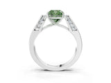 White gold Fancy Green Cushion Cut Diamond Channel Set Solitaire Ring with Four-Prong Setting_76