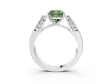 White gold Fancy Green Cushion Cut Diamond Channel Set Solitaire Ring with Four-Prong Setting_82