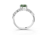 White gold Fancy Green Cushion Cut Diamond Cluster Pavé Band with Four-Prong Setting_15