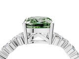 White gold Fancy Green Cushion Cut Diamond Cluster Pavé Band with Four-Prong Setting_16