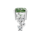 White gold Fancy Green Cushion Cut Diamond Cluster Pavé Band with Four-Prong Setting_17